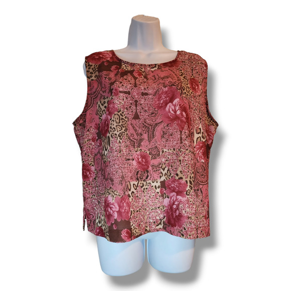 BFA Classics Vintage Pink Floral Tank Top Women's Size 18P - Picture 2 of 5